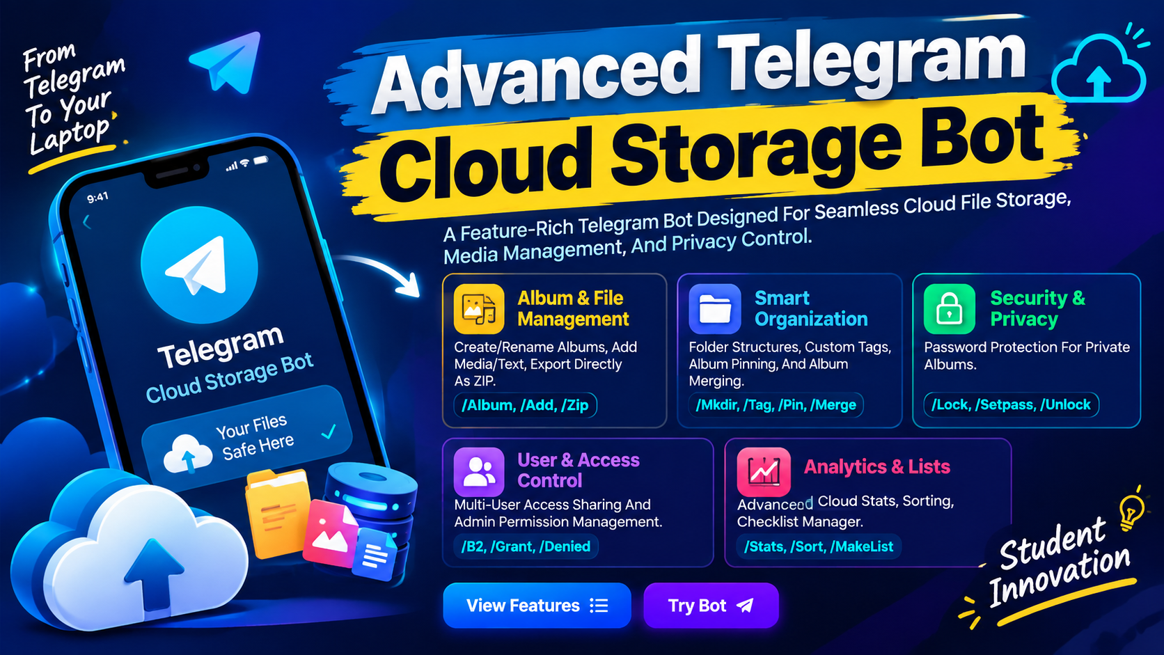 Telegram cloud storage bot project preview